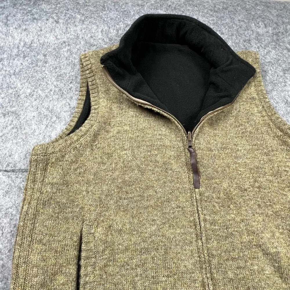 Pendleton Mens Reversible Shetland Wool‎ Fleece Vest Olive Green Black Size M